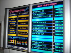 Eissortenreklame Eissortenschild incl.Sortenschilder