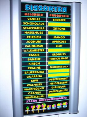 Eissortenreklame Eissortenschild incl.Sortenschilder