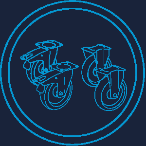 Gummierte Schwerlast Bockrollen